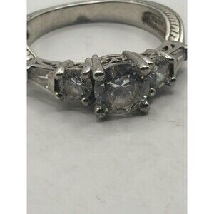 3 Crystal Zirconia Sterling Silver Ring jjj. size 7, 925